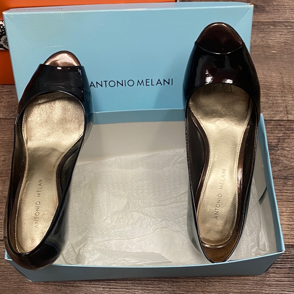 Antonio Melani Black Peep Toe Women's Shoes